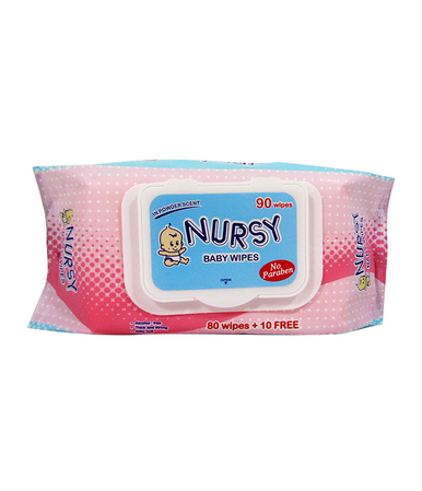 NURSY BABY WIPES IN POWDER SCENT - 90's X 24