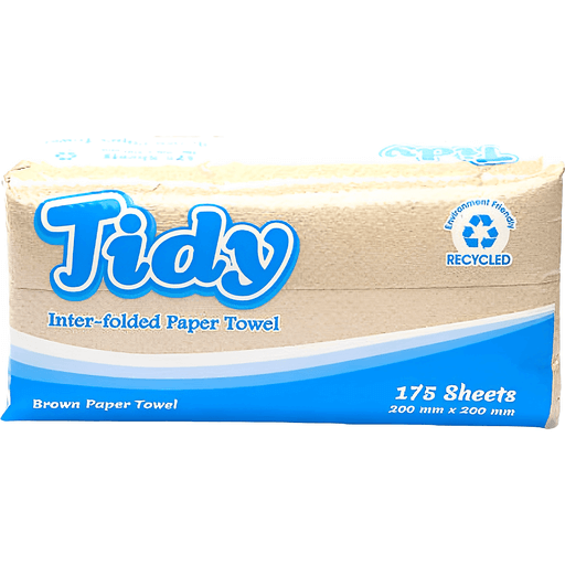 TIDY INTER-FOLDED PAPER TOWEL BROWN - 175'S